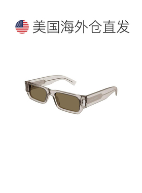 自营saint laurent圣罗兰太阳眼镜矩形全边框，哈瓦那镜框和灰色S