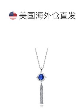 自营 genevive纯银深蓝色立方氧化锆流苏耳环 - 蓝色 美国奥莱直