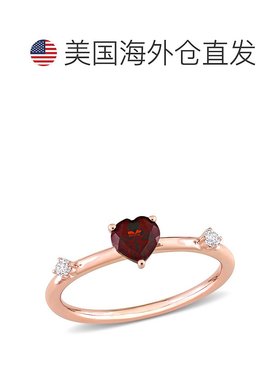 自营 mimi & max10k 玫瑰金 5/8 CT TGW 心形石榴石和白色托帕石