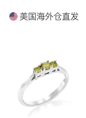 自营 vir jewels 1/4 克拉 3 石 14K 白金黄色钻石订婚戒指 圆形