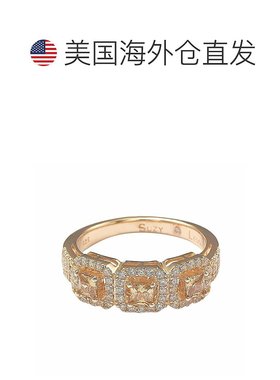 自营 Suzy Levian Rose 纯银棕色立方氧化锆 3-Stone Asscher-Cut