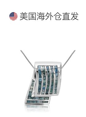 自营 vir jewels2.30 克拉蓝色钻石长方形吊坠项链 14K 白金配 18