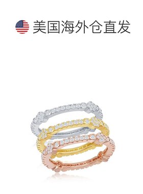 自营 simona 纯银三色 CZ 设计永恒三环戒指 - 三色 美国奥莱直发