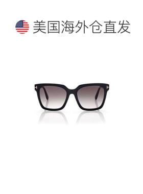 自营Tom Ford黑色醋酸方形灰色渐变女士太阳镜FT0952 01B 55-黑色
