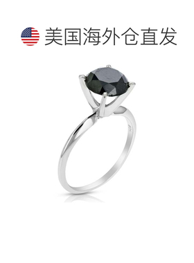 自营 vir jewels 2 cttw 黑色钻石单石订婚戒指 .925 纯银配铑 -