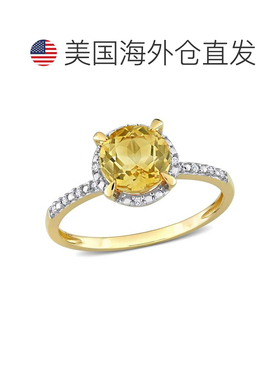 自营mimi & max1 1/4 CT TGW 光环钻石和黄水晶订婚戒指 10k 金 -