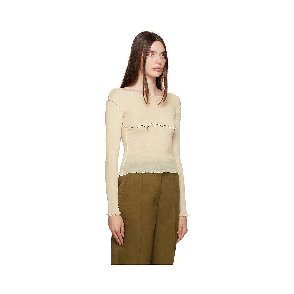 香港直邮潮奢 Baserange 女士 灰白色 Tabbys Star 长袖 T 恤 TOT - 图0