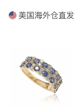 自营 Suzy Levian Rose 纯银天然蓝色蓝宝石和钻石口音双排表带 -