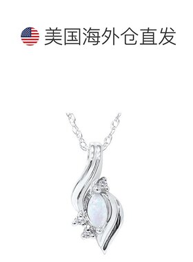 自营 pompeii31/4 克拉榄尖形蛋白石花式钻石单石口音吊坠 14K 白