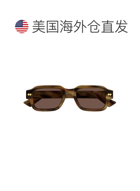 自营bottega veneta哈瓦那编织醋酸纤维编织矩形太阳镜-黑色 美国