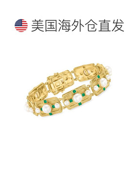 自营Ross-Simons 3.5-6.5mm Cultured Pearl and Green Enamel Br