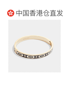 自营Coach蔻驰女士经典双c珐琅铰链开口手镯礼物 美国奥莱直发