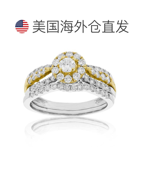 自营vir jewels1 cttw 钻石婚礼订婚戒指套装 14K 白色黄金新娘 -