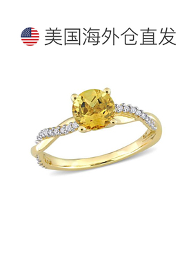 自营 mimi & max14k 金 1 CT TGW 黄水晶和 1/6 CT TW 钻石交叉戒