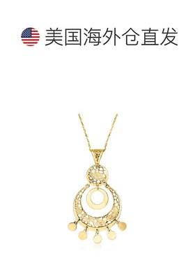 自营 Ross-Simons 意大利 14kt 黄金花丝吊坠项链 - 黄色 美国奥
