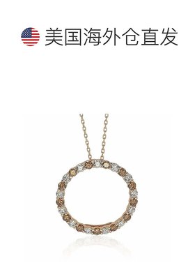自营 Suzy Levian Rose 纯银棕色和白色立方氧化锆交替圆形永恒吊