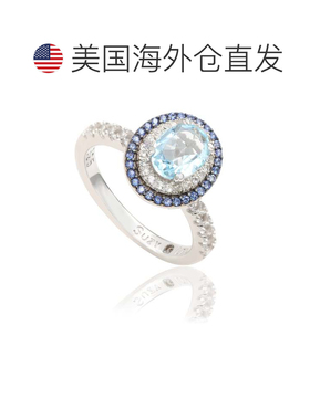 自营Suzy Levian Sterling Silver Oval Cut Blue Topaz and Sapp