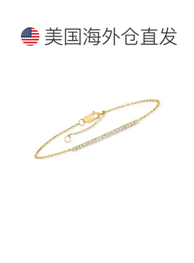 自营Ross-Simons 14 克拉黄金钻石条形手链 - 6.5 英寸 美国奥莱