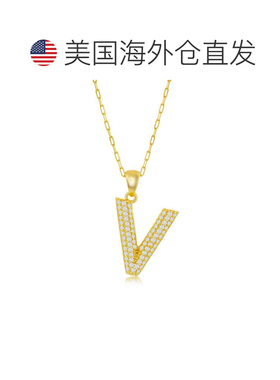 自营simona纯银 Micro Pave CZ \'J\' 块首字母带回形针链 - 镀金