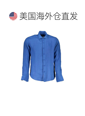 自营La Martina Linen Men Men's Shirt - blue 美国奥莱直发