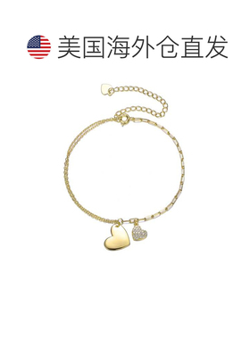 自营genevive纯银 14k 镀金方晶锆石可调节手链 - 黄色 美国奥莱