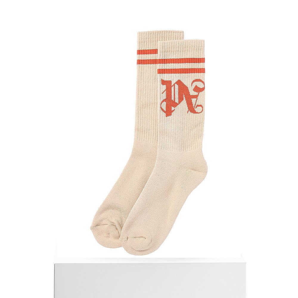 自营Palm Angels PA Monogram Striped Socks - beige 美国奥莱直 - 图3