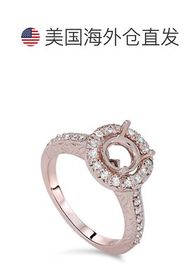 自营 pompeii31/3 克拉复古光环钻石戒指托 14K 玫瑰金 - 14k 白
