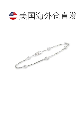 自营925 纯银 Ross-Simons 包边镶钻石工位手链 - 8 英寸 美国奥