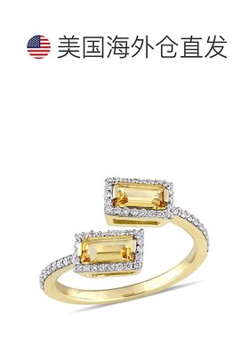 自营 mimi & max14k 金 3/4 CT TGW 长方形切割黄水晶和 1/4 CT T
