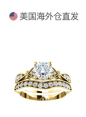 自营 pompeii31 1/2 克拉钻石复古订婚配套结婚戒指套装 14k 金黄