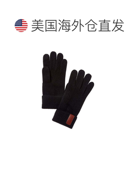 自营Portolano皮革标签羊绒手套-黑色 美国奥莱直发