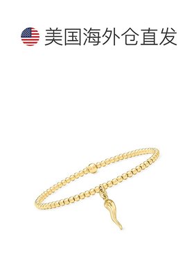 自营Ross Simons RS Pure 3mm 18K金朱红色意大利圆珠弹力手镯-7