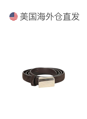 自营orciani深棕色桃子Oro修身麂皮腰带-灰色 美国奥莱直发
