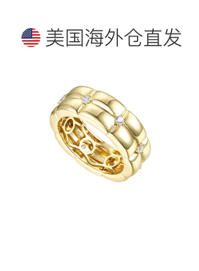 自营genevive14k 镀金纯银带钻石方晶锆石双编织戒指 - 黄色 美国