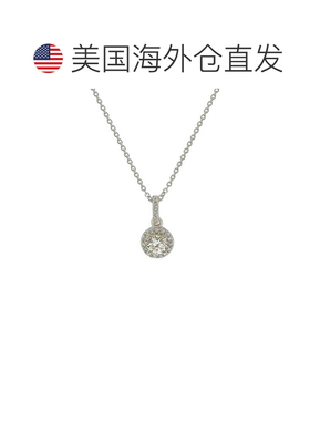 自营Suzy Levian 14K 白金 .35 克拉钻石光环吊坠 - 白色 美国奥