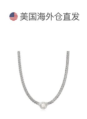 自营925 纯银 Ross-Simons 8 毫米养殖珍珠扁平小麦链项链 - 18