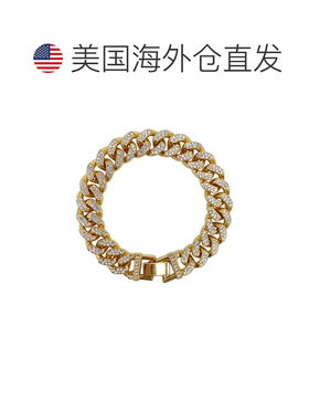自营adornia14k 镀金扁平锯齿状 CZ 链式手链 - 金色 美国奥莱直
