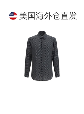 自营Tom Ford Silk Pattern Men's Shirt - black 美国奥莱直发