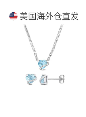 自营Mimi & Max 3ct TGW Sky Blue Topaz Diamond Accent Heart