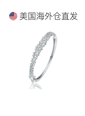 自营geneviveGa 纯银镀铑透明圆形立方氧化锆簇状手镯 - 银 美国