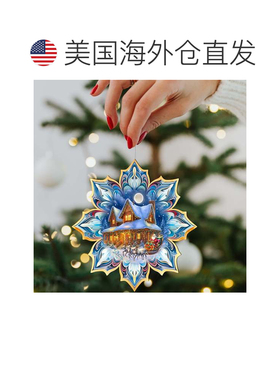 自营圣诞老人小屋雪花木制圣诞装饰品，由 G. Debrekht 制作 - 多