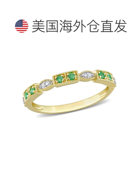 自营10k 金 Mimi & Max 女式 1/8 克拉 TGW 祖母绿和钻石装饰半永