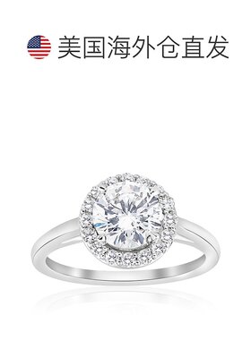 自营 pompeii31 3/4 克拉钻石单石圆形光环订婚戒指 14k 白金增强
