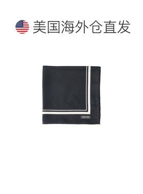自营tom ford黑色长方形围巾，搭配对比双衬里边框-黑色 美国奥莱