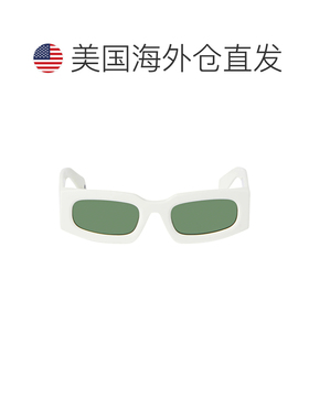 自营off-white米白色Cary长方形太阳镜-白绿色 美国奥莱直发