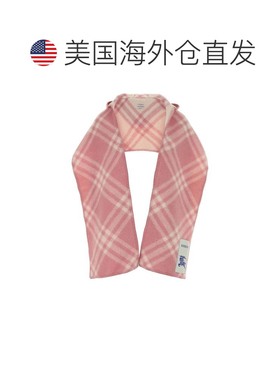 自营burberry格子连帽围巾-粉红色 美国奥莱直发博柏利