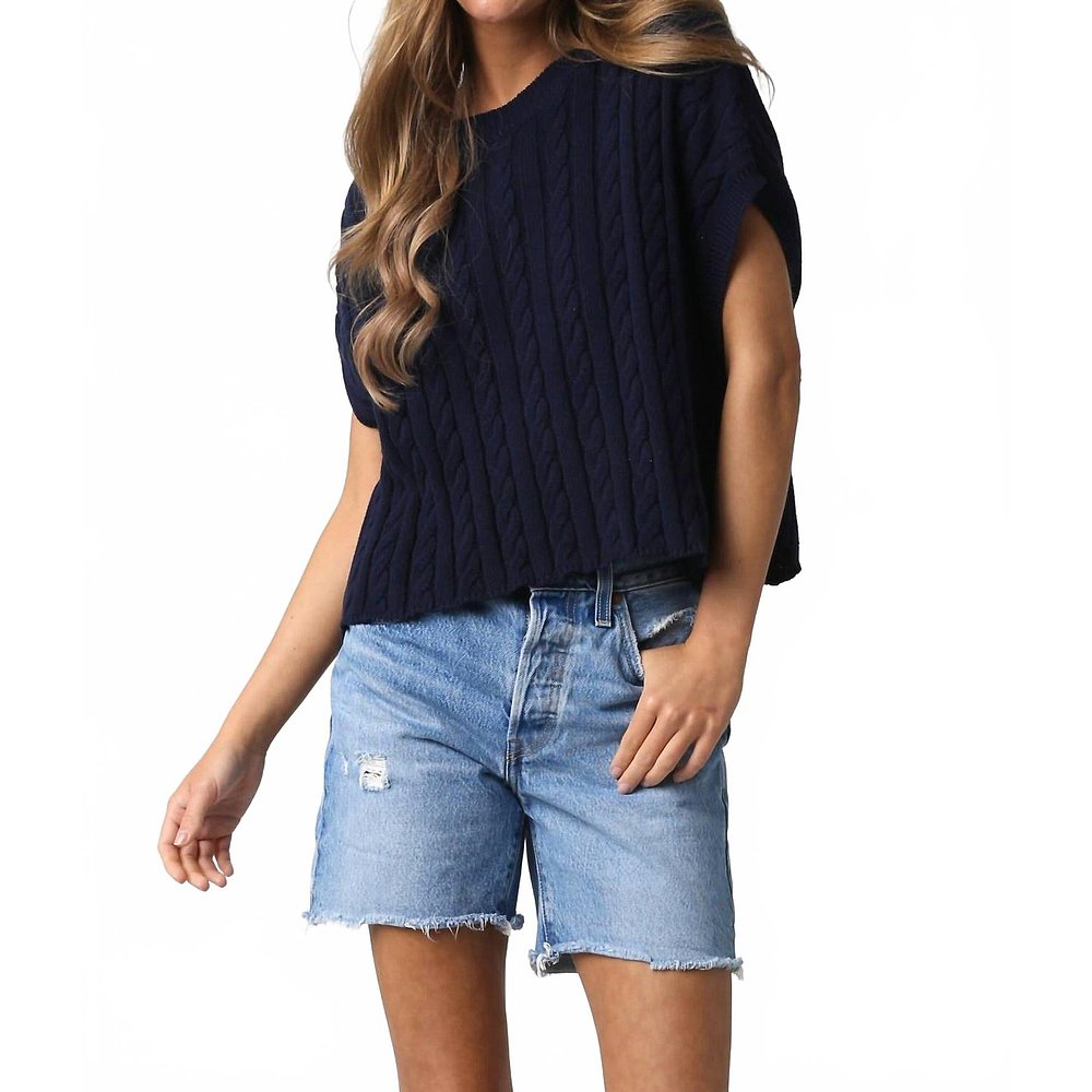 自营olivaceousAlina Knit Top In Dark Navy - dark navy 美国奥 - 图2