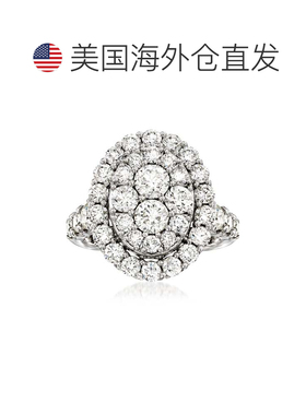 自营Ross-Simons 14 克拉白金簇状钻石椭圆形戒指 - 白色 美国奥