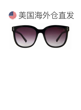 自营Suzy Levian 女士黑色方形镜片银色口音太阳镜 - 黑色 【美国