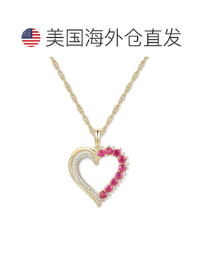 【美国直邮】macy's 通用 项链纯银奢华钻石宝石吊坠红宝石珠宝